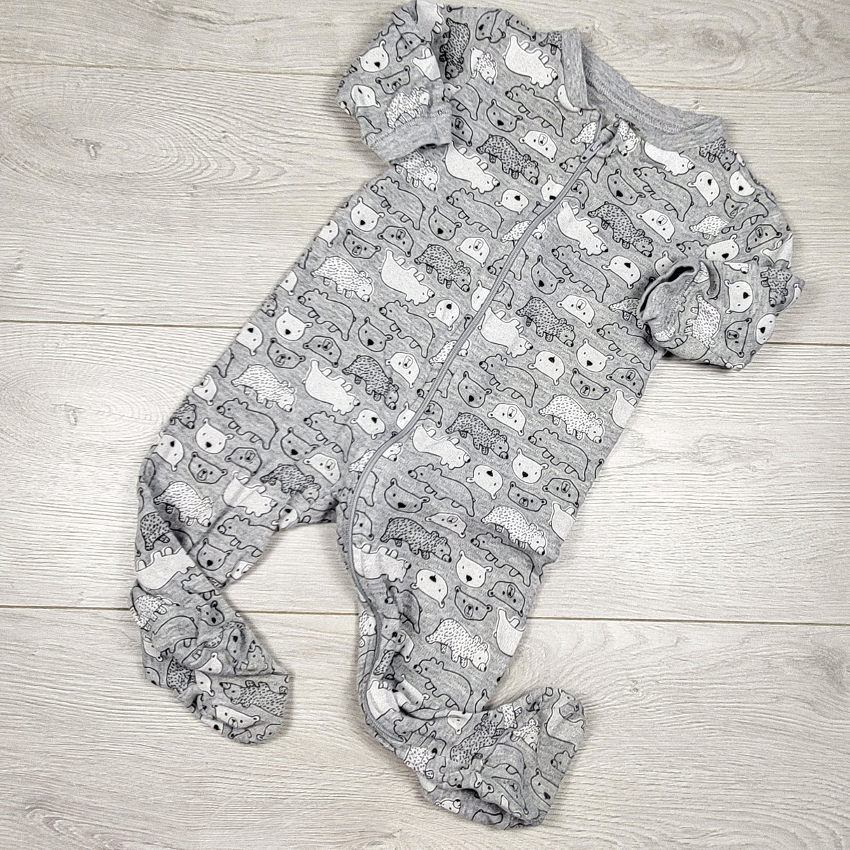 George grey zippered sleeper with bears. Size 6-12 months