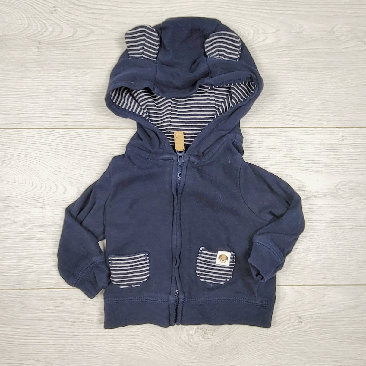 Carters navy zippered hoodie with ears. Newborn size