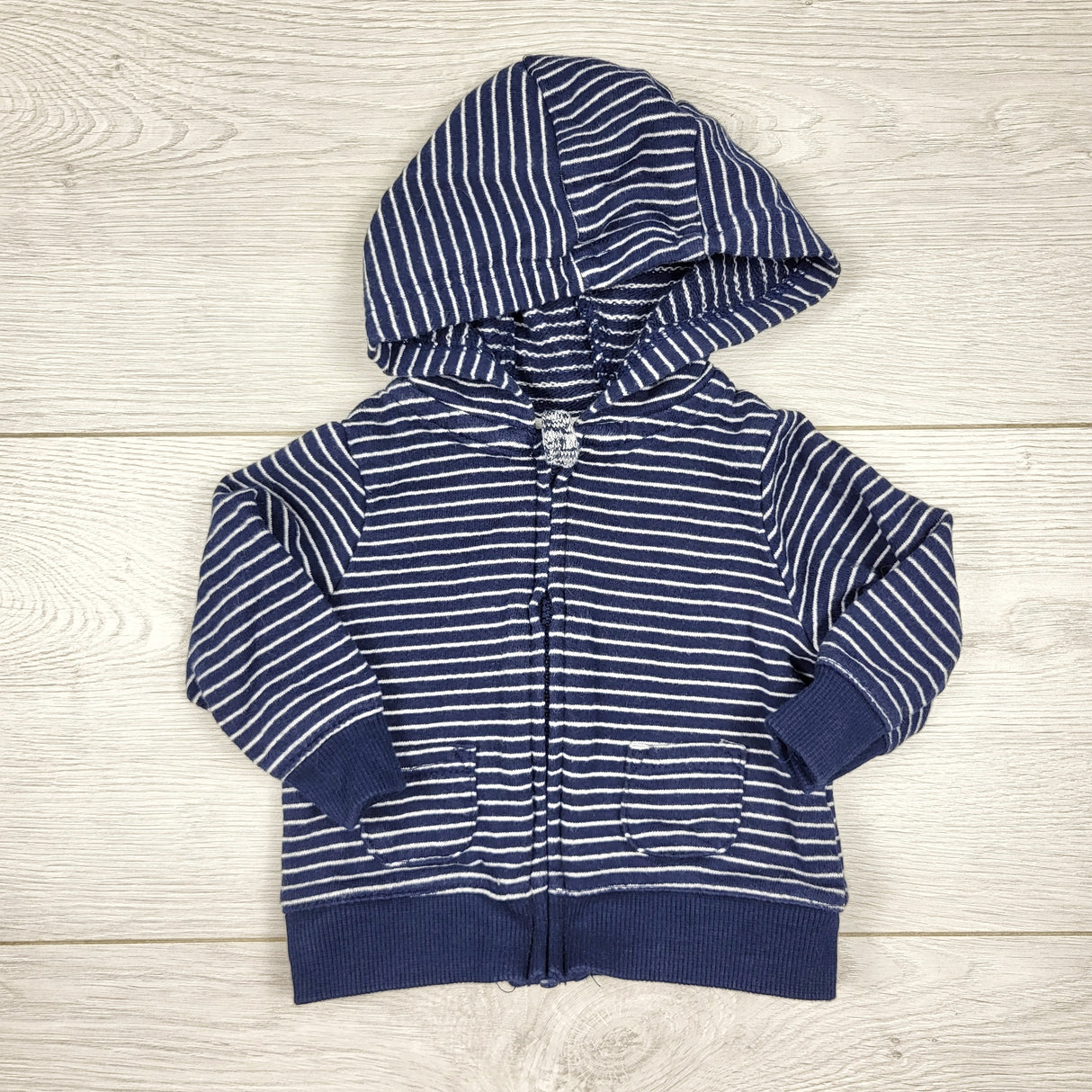 Carters navy striped zip up hoodie. Newborn size