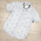 Cactus Boys blue button down shirt with palm trees. Size 8