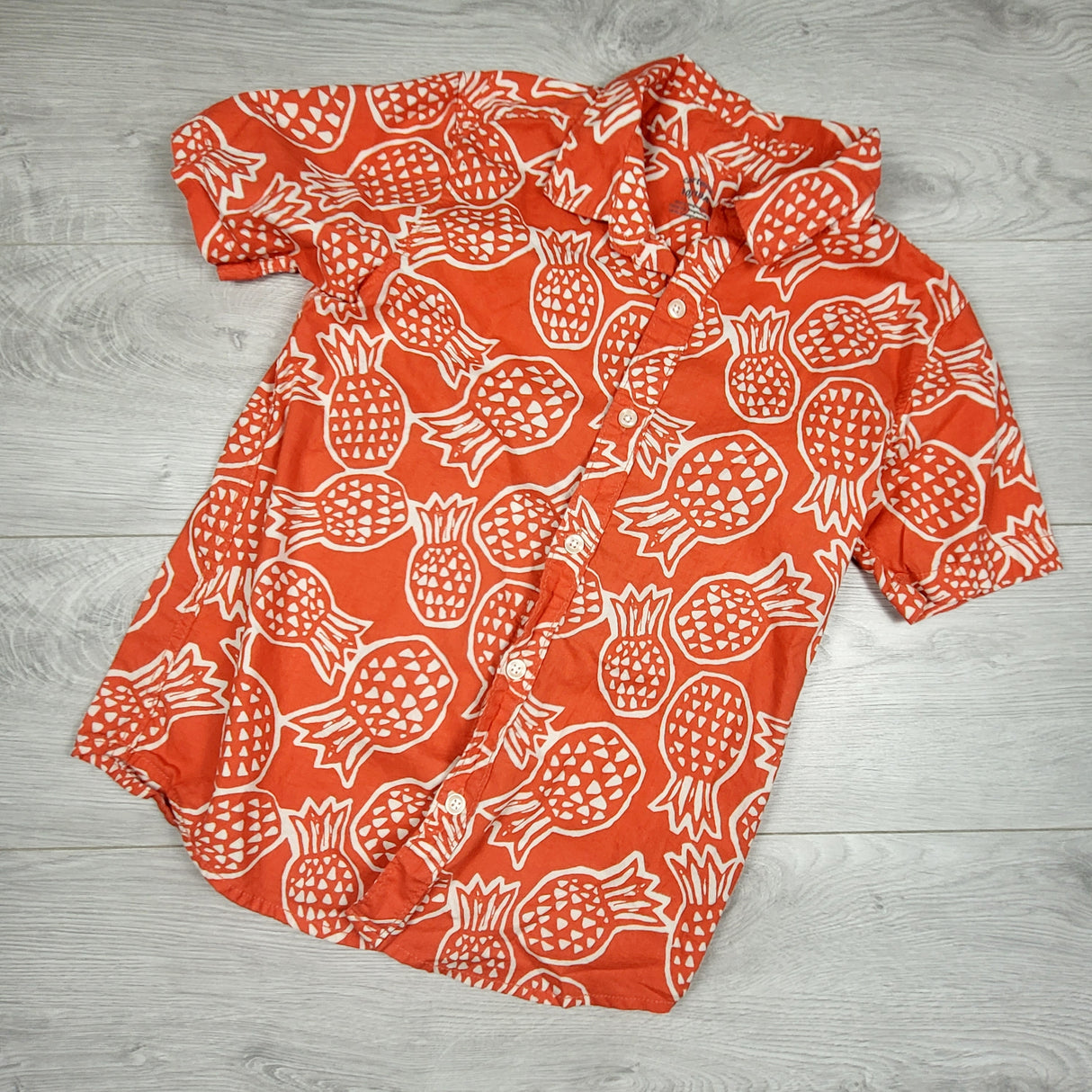 Carters dark coral button down shirt with pineapples. Size 10