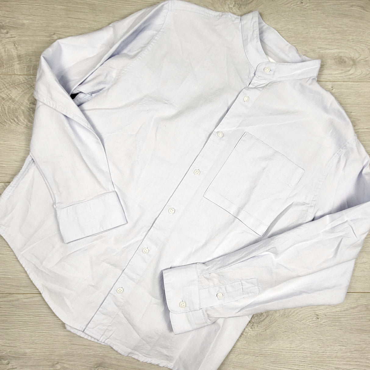 Zara pale blue collarless button down shirt. Size 10