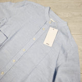 NEW - MNG (Mango) blue linen blend button down shirt. Size 10