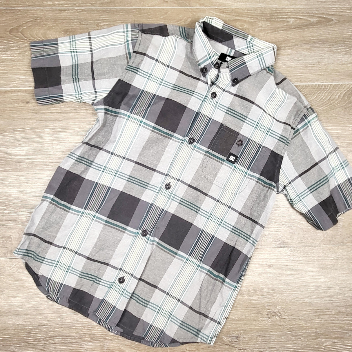 DC grey plaid button down shirt. Size 7X
