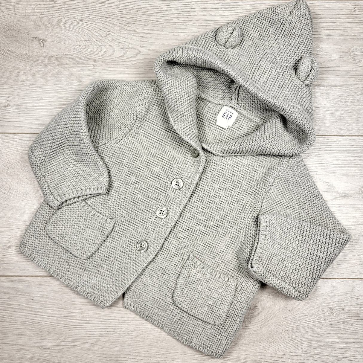 Gap grey bear ear sweater. Size 12-18 months