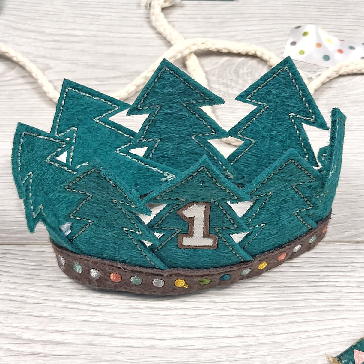 Wilderness themed "One" highchair banner and felt crown