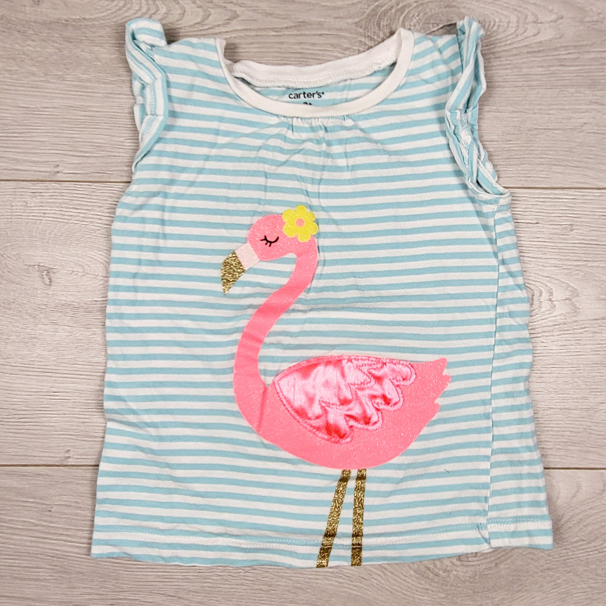 Carters striped top with flamingos. Size 3T