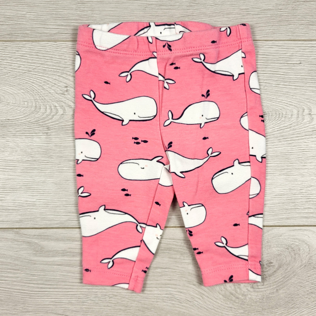Carters pink leggings with whales. Size 3 months