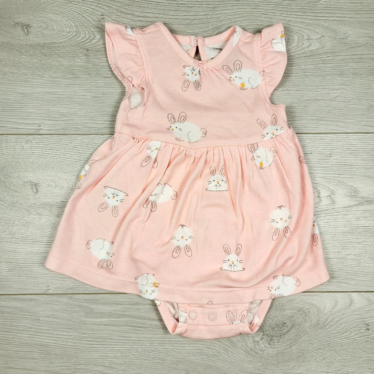 Carters pink bunny dress with attached bodysuit. Size 3 months