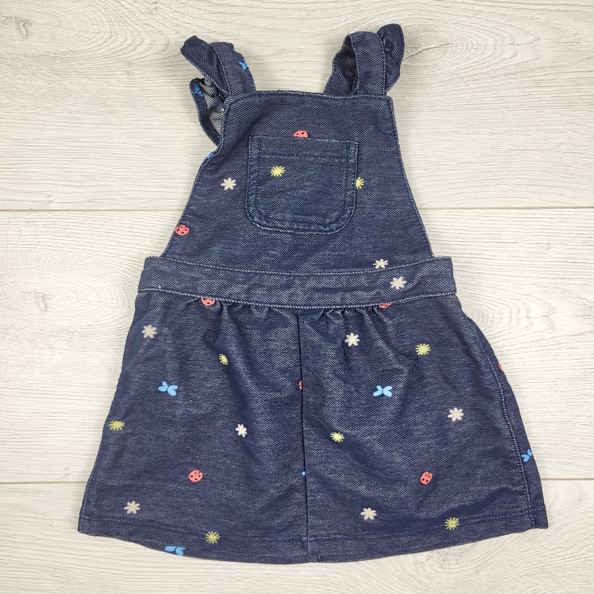 Carters denim look overall dress with flowers. Size 6 months