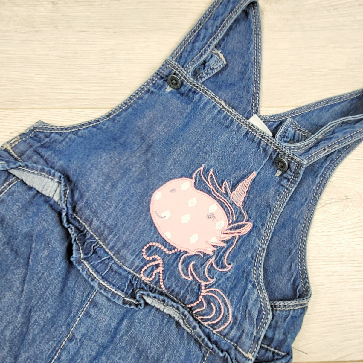Name It  soft denim overalls with unicorn. Size 4-6 months