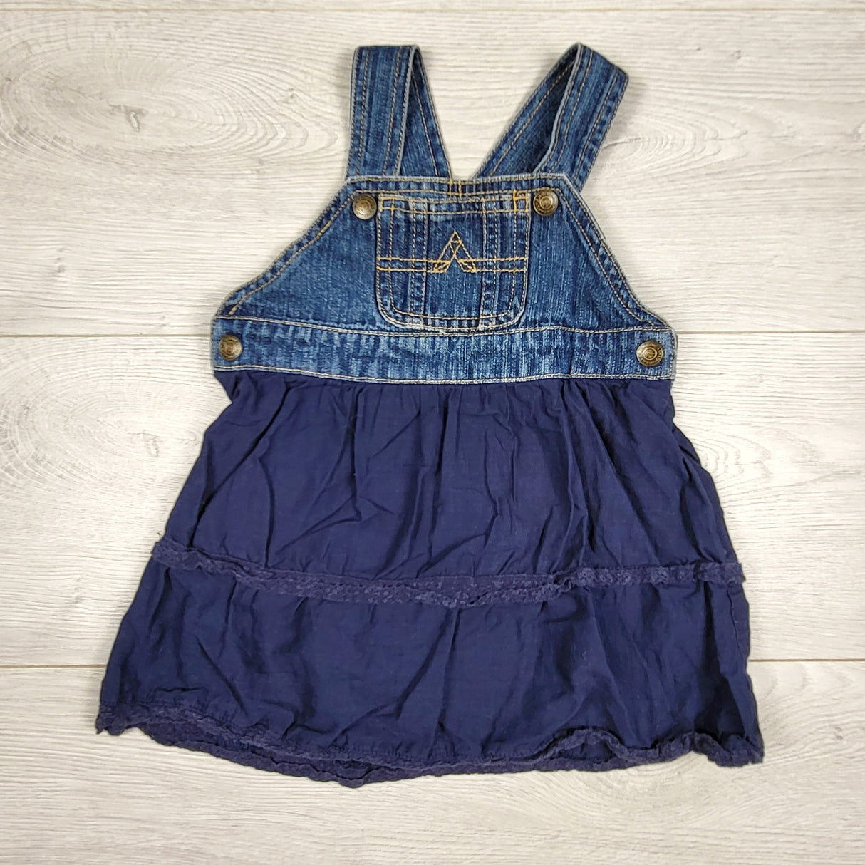 American Living denim dress with navy skirting. Size 12 months