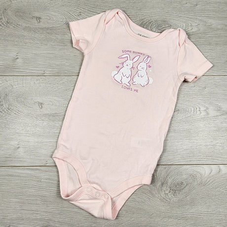 Joe Fresh pink bodysuit with bunnies. Size 12-18 months
