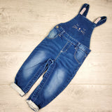 Baby Girl brand denim overalls with bunny face. Size 12-18 months