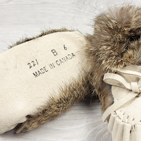 NEW - Laurentian Chief cream suede moccasins. Size 6