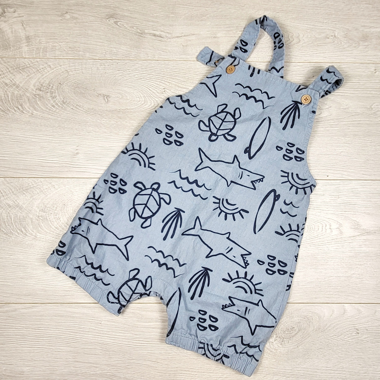 Child of Mine blue linen blend shortalls. Size 24 months