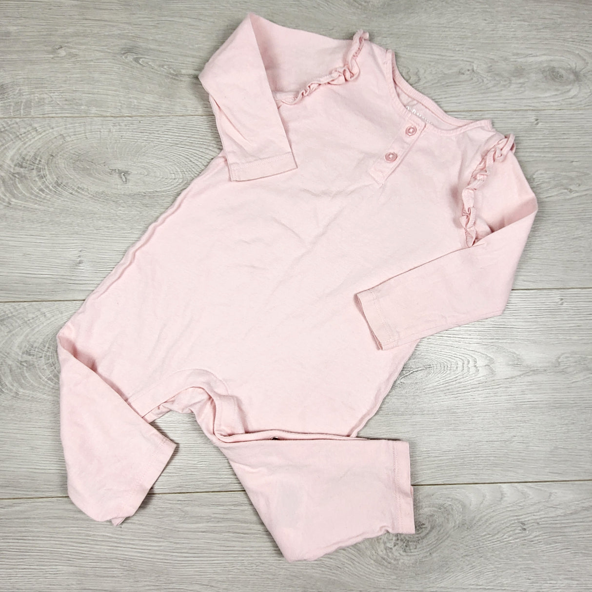 Old Navy light pink cotton romper. Size 12-18 months