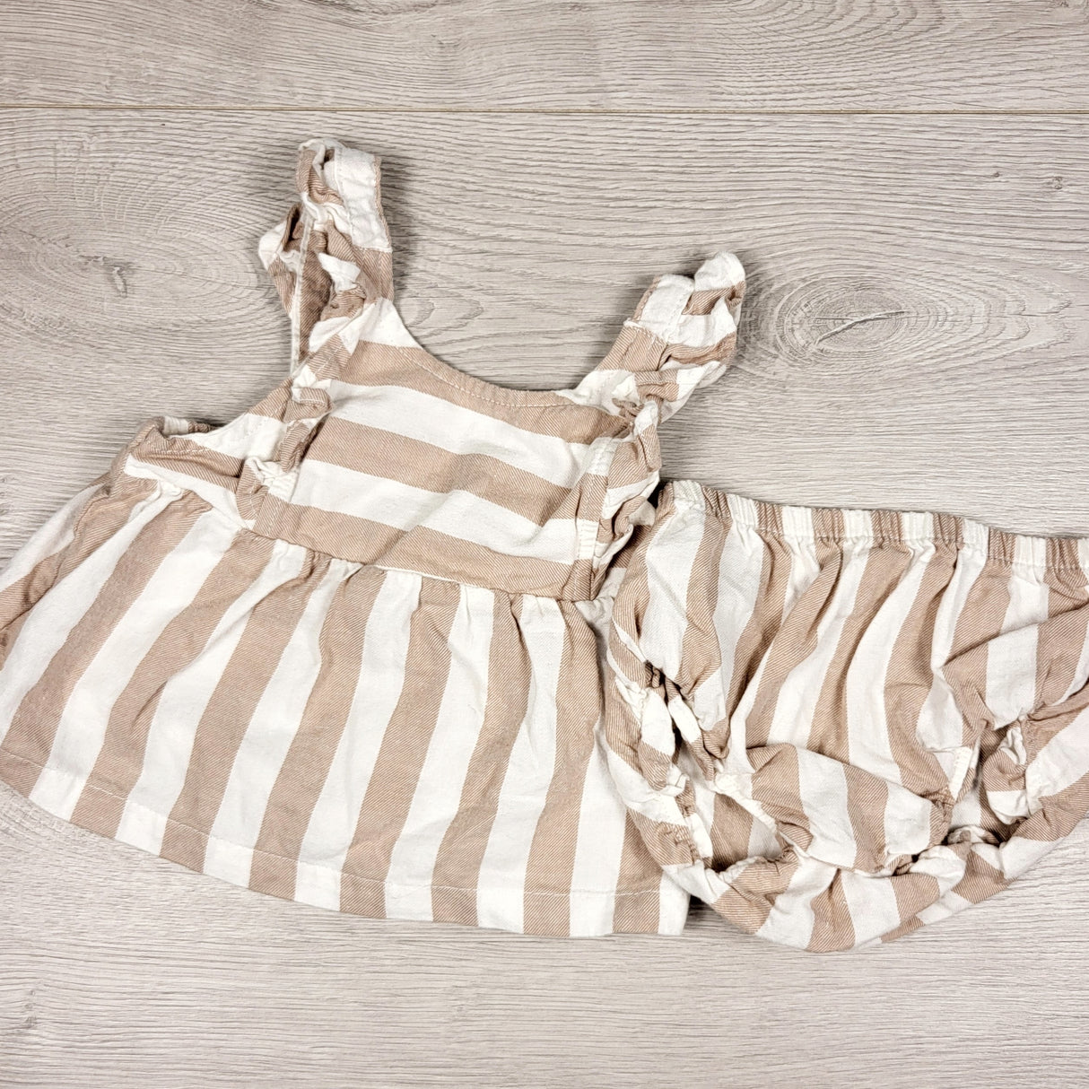 Carters beige and white striped 2pc set. Size 3 months