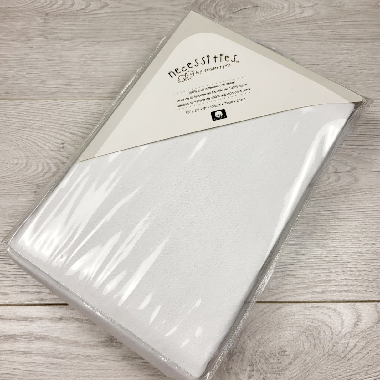 NEW - Necessities by Tendertyme white cotton flannel crib sheet