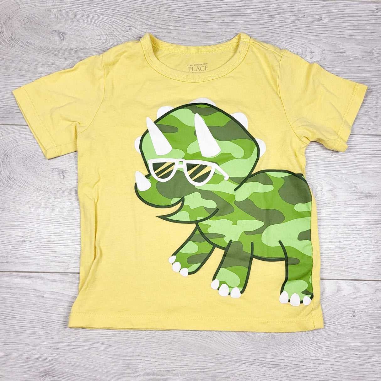 Children's Place yellow t-shirt with dinosaur. Size 3T