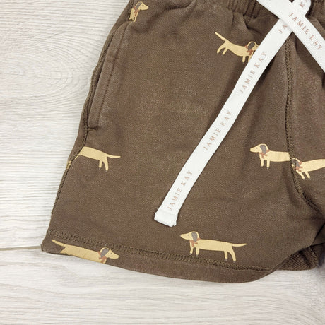 Jamie Kay brown organic cotton "Jalen" shorts with dogs. Size 3T