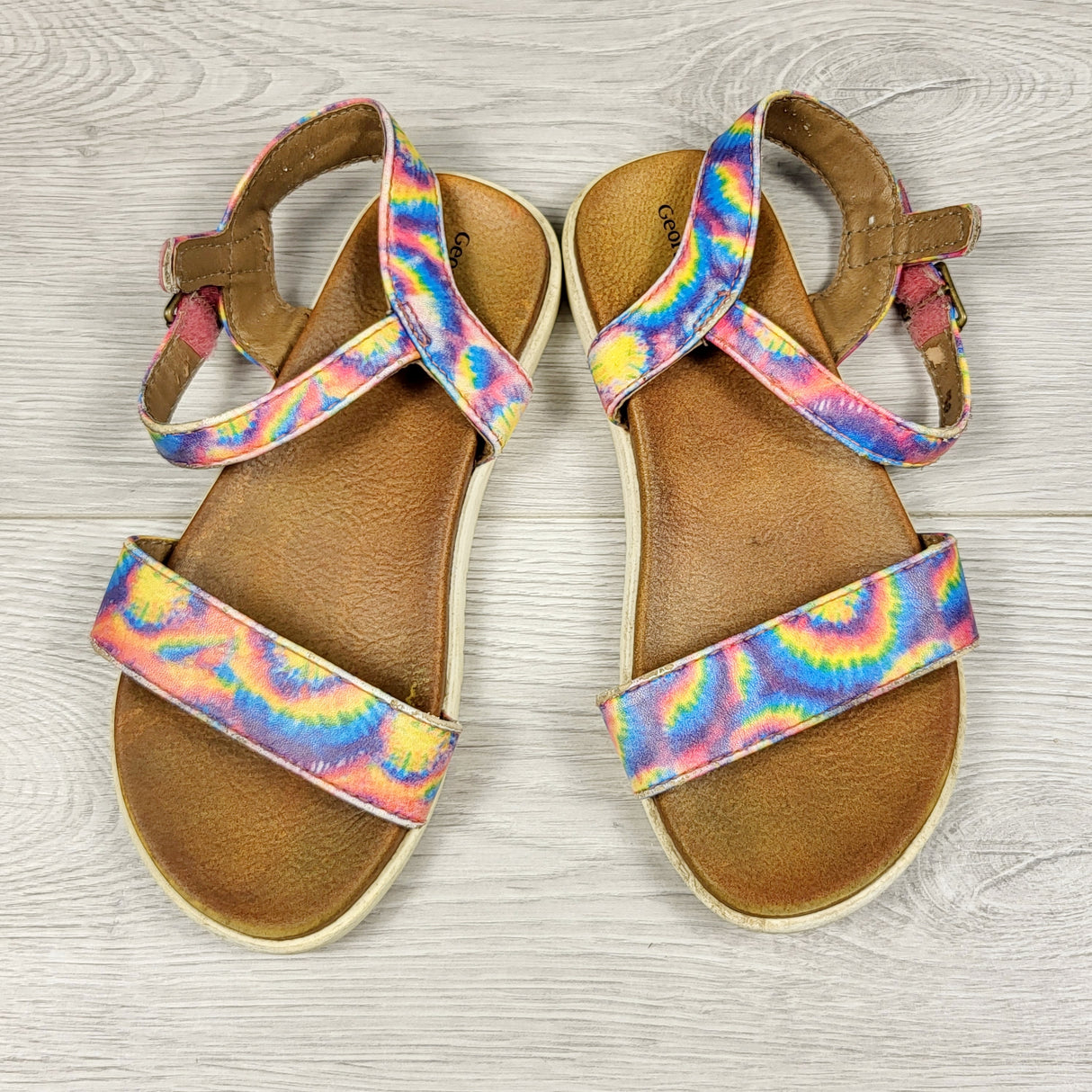 George sandals with rainbow straps. Size 10