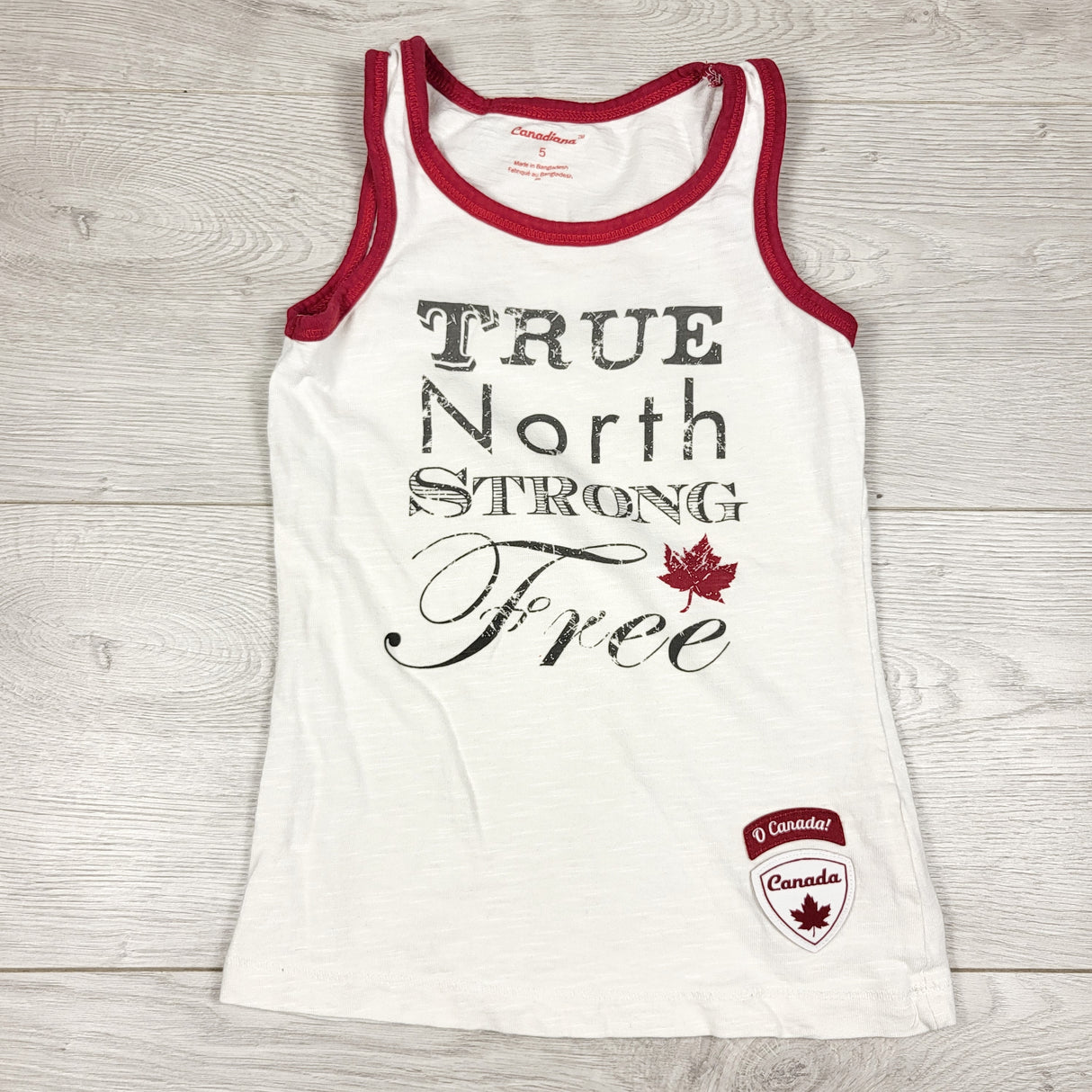Canadiana white and red tank top. Size 5T