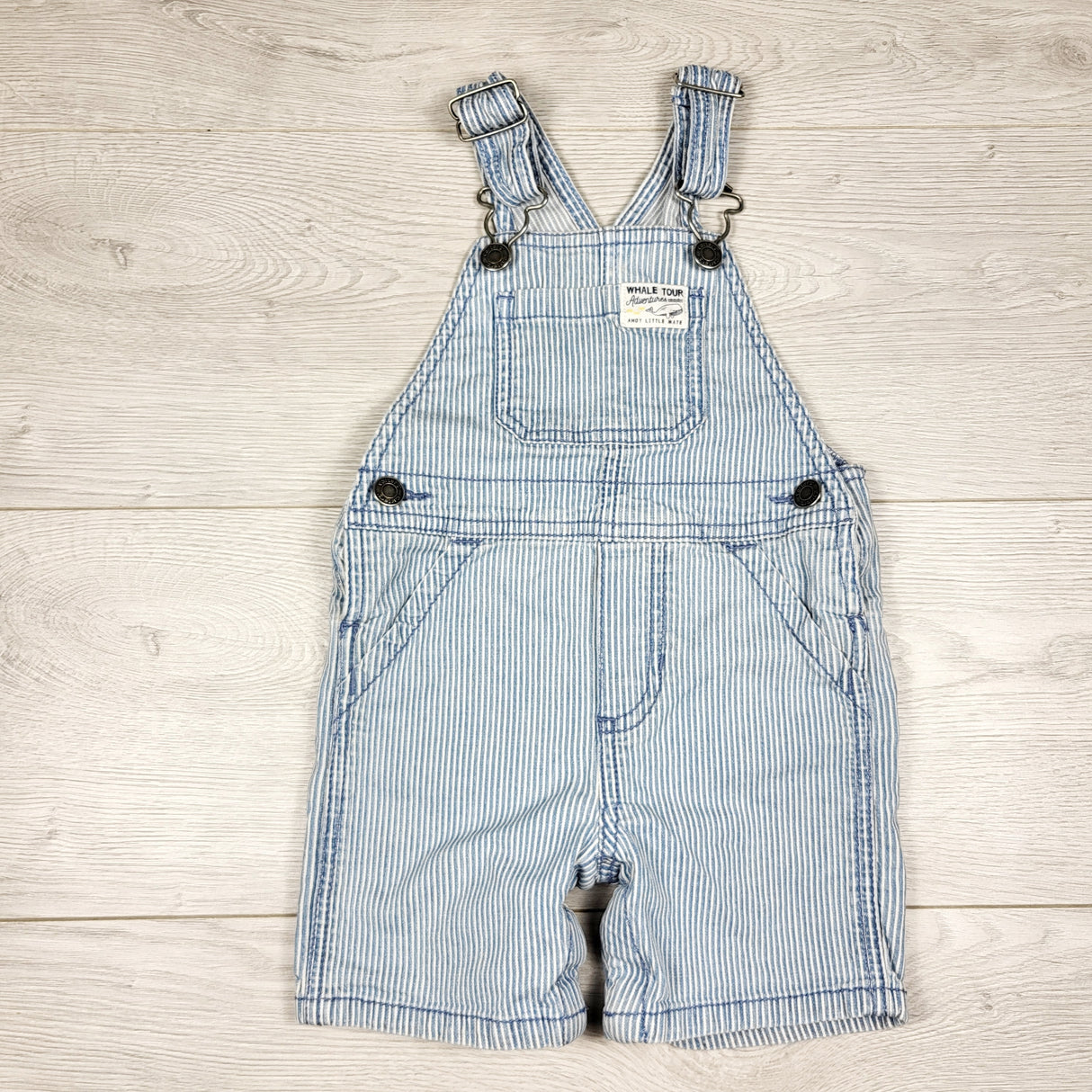 Carters striped denim shortalls. Size 12 months