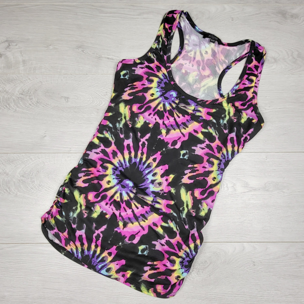 Eclipse black die dyed tank top. ADULT XS