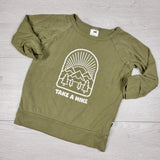 Little and Lively green "Take a Hike" bamboo pullover. Size 1/2T - AS IS