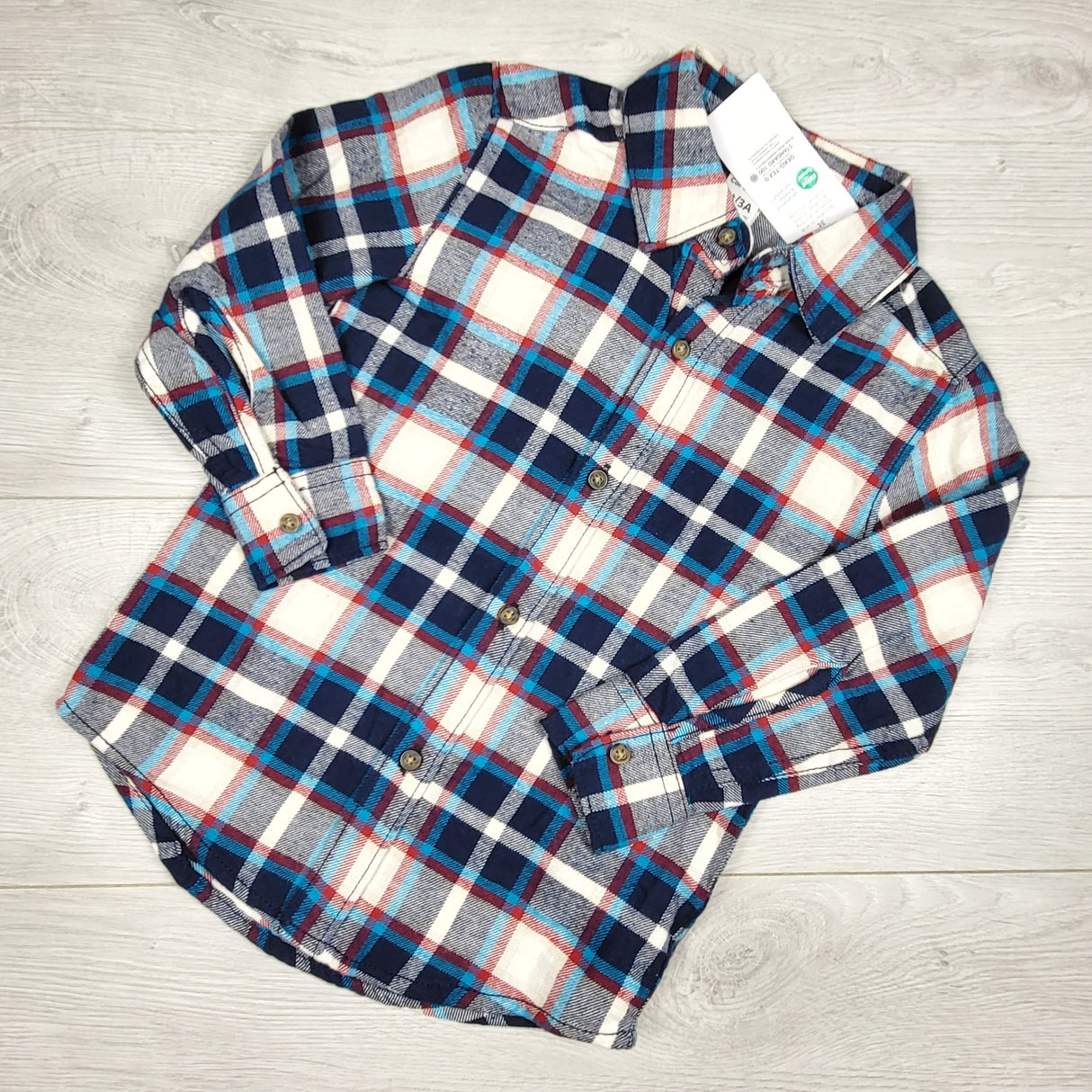 NEW - Carters plaid button down flannel shirt. Size 3T