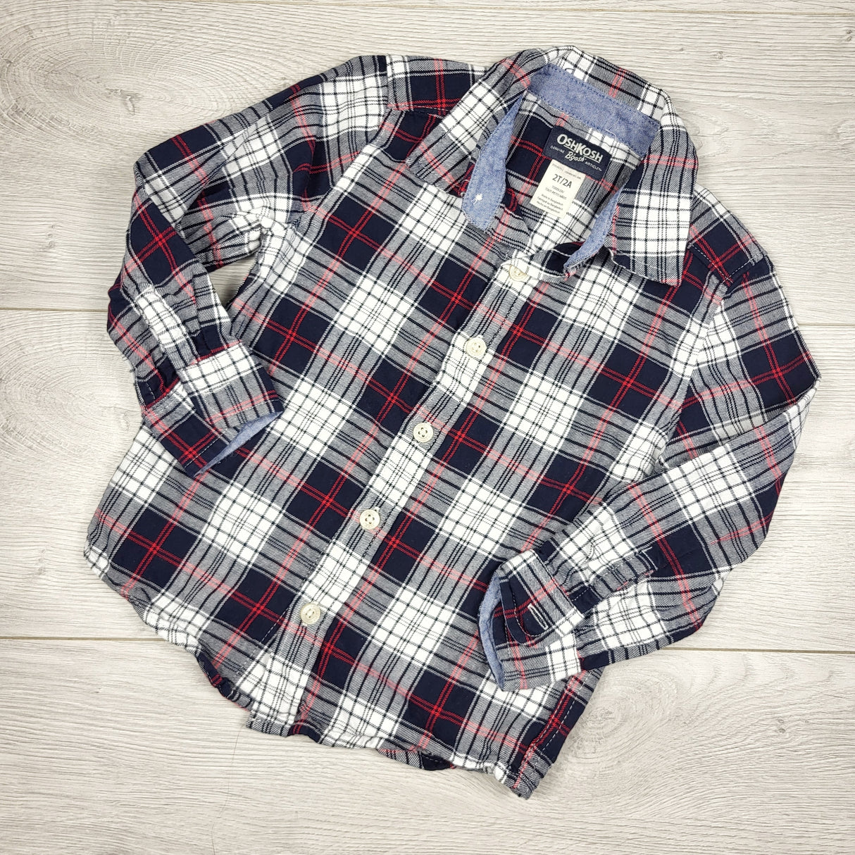 Oshkosh plaid button down shirt. Size 2T