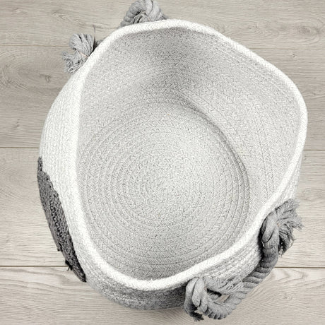 Coiled rope storage basket with elephant (sorry, no shipping)