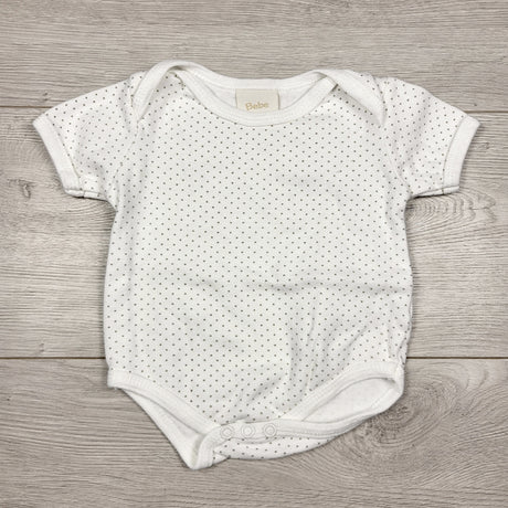 Bebe Bonito white polka dot bodysuit. Size 3-6 months