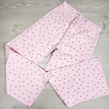 NEW - Old Navy pink floral print baggy high-rise jeans. Size 14