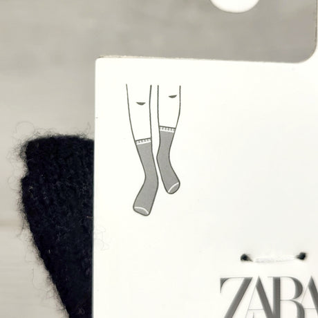 NEW - Zara black knit crew socks. Size 5-8 shoes size (toddler)