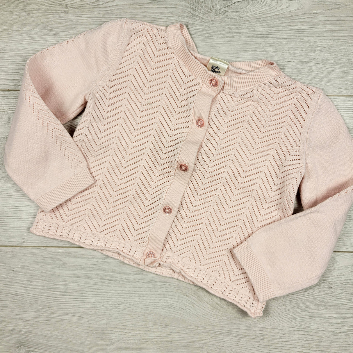 Baby B'gosh pink loose knit cardigan sweater. Size 24 months