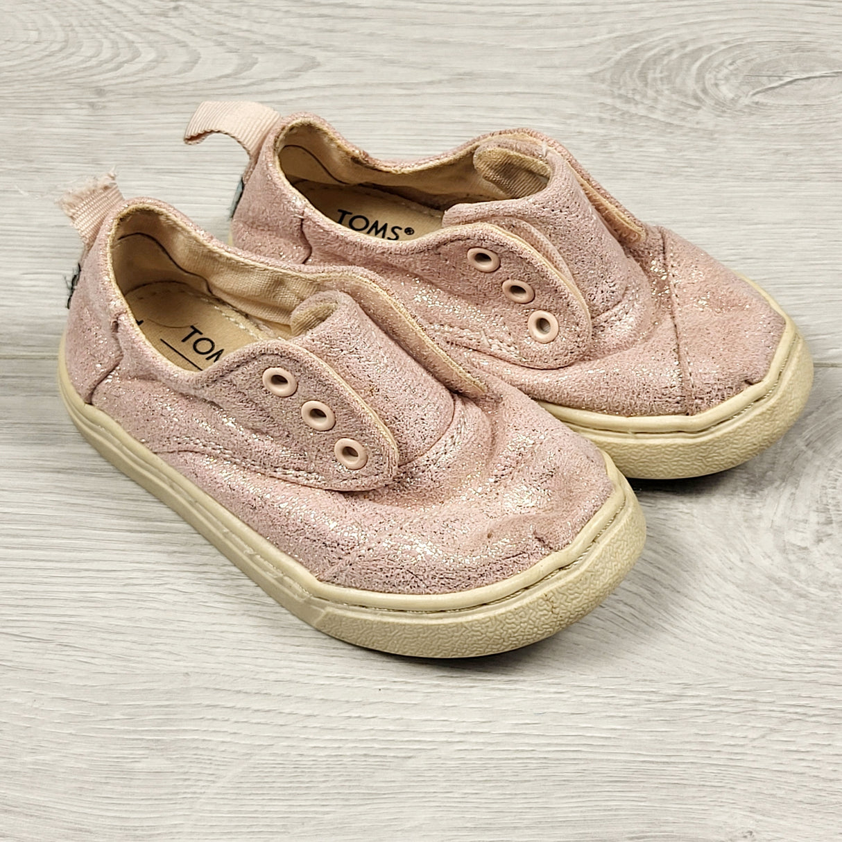 Toms pink sparkle slip on shoes. Size 6