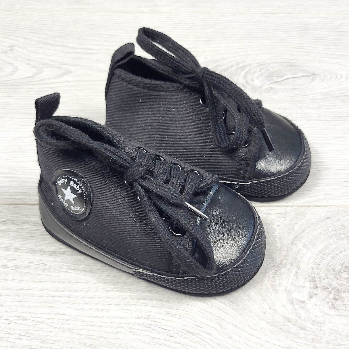 Black soft soled shoes. Size 1 (infant)