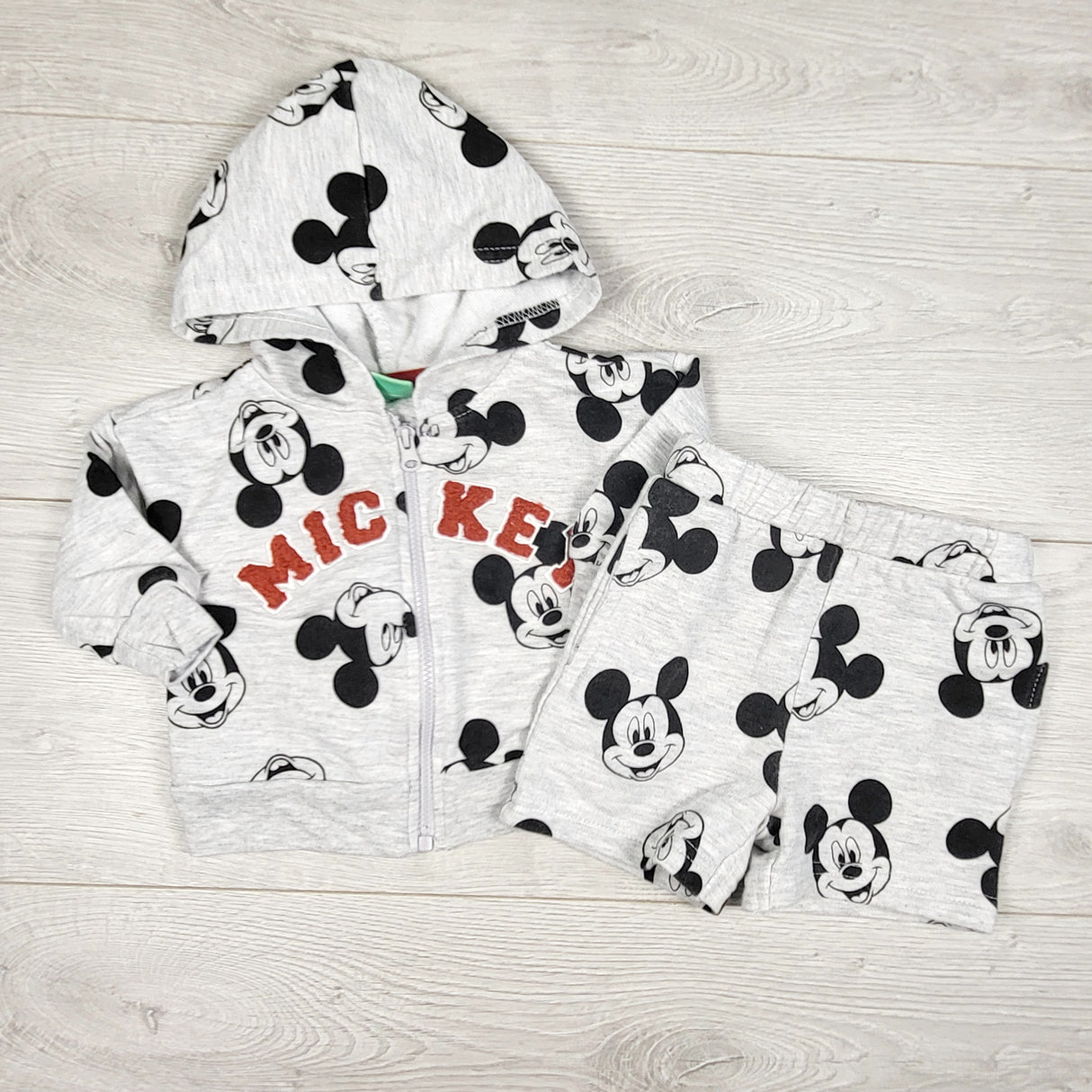 Disney grey 2pc Mickey Mouse hoodie set. Size 3 months
