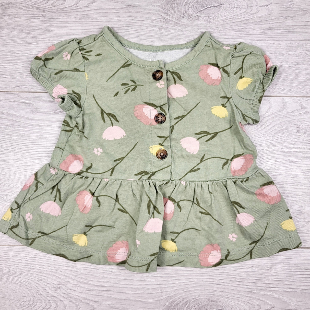 Child of Mine green floral print top. Size 6-9 months