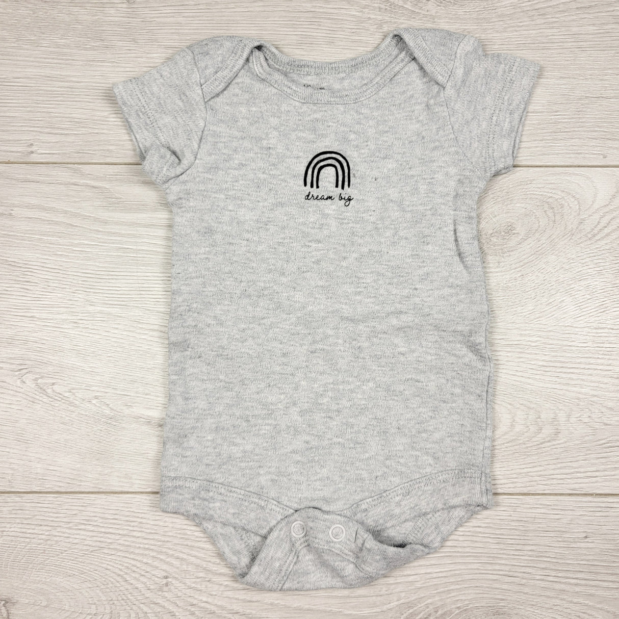 George grey "Dream Big" bodysuit with rainbow. Newborn size