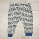 Grey cotton pants with writing. Size 6-9 months