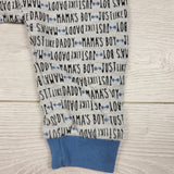 Grey cotton pants with writing. Size 6-9 months