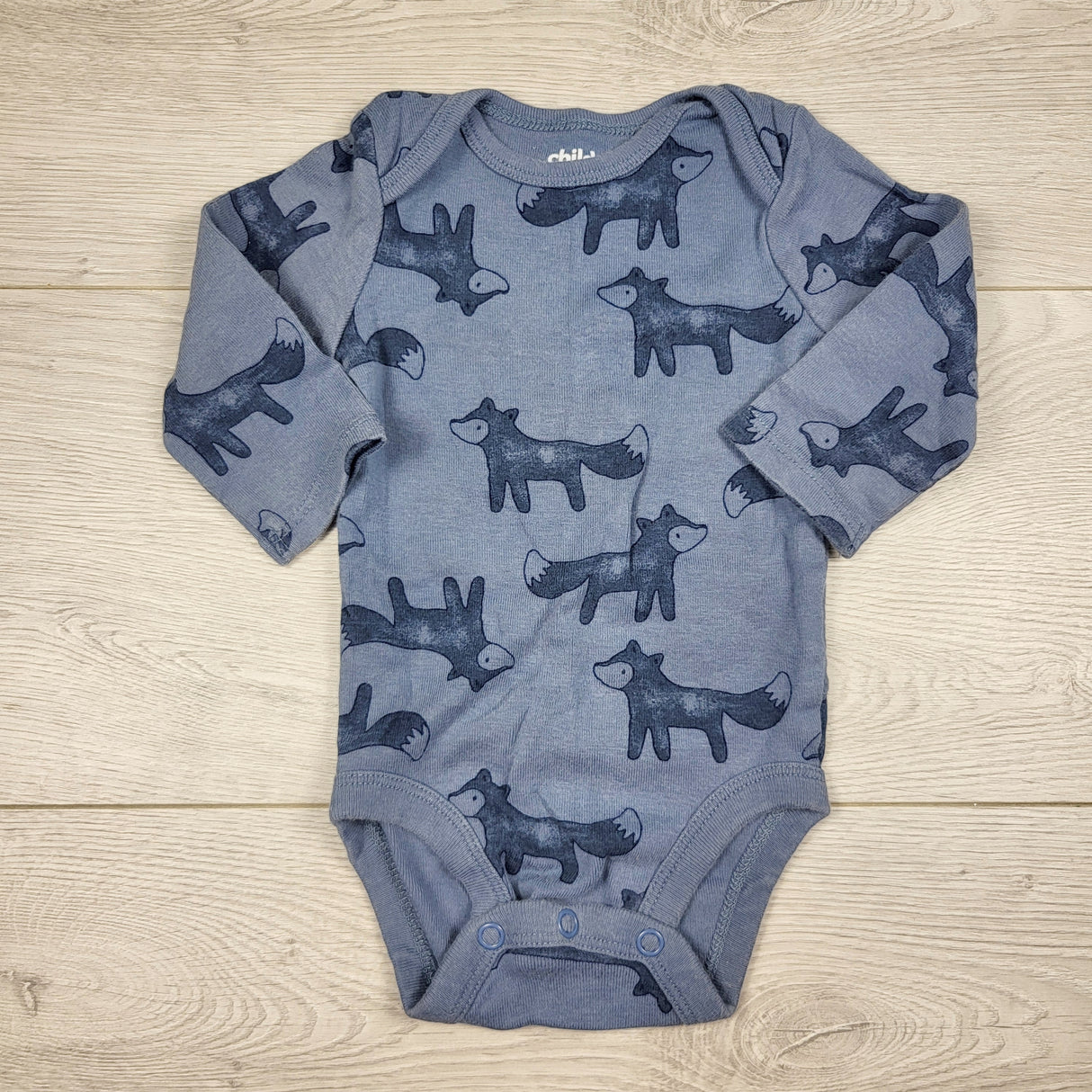 Child of Mine blue bodysuit with foxes. Size 0-3 months