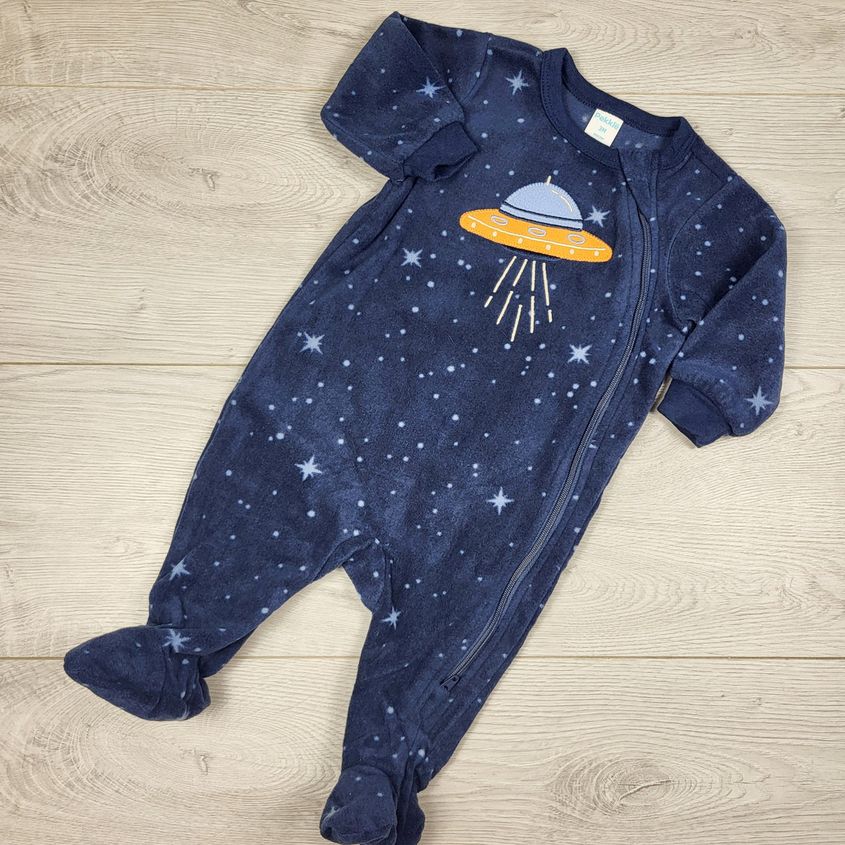 Pekkle navy zippered fleece UFO sleeper. Size 9 months