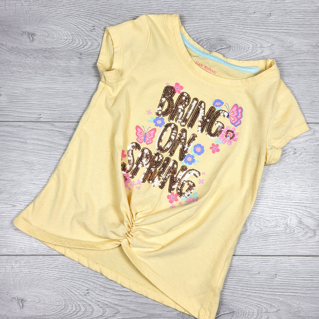 Isaac Mizrahi yellow "Bring on Spring" sequin t-shirt. Size 4T