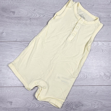 Carters yellow ribbed Purely Soft viscose romper. Size 9 months
