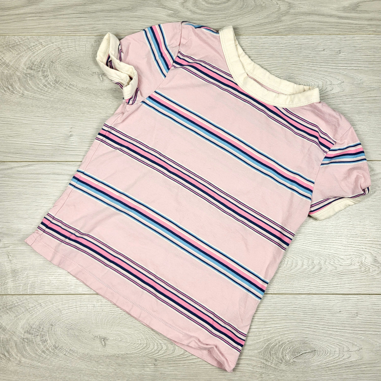 Old Navy pink striped t-shirt. Size 10/12