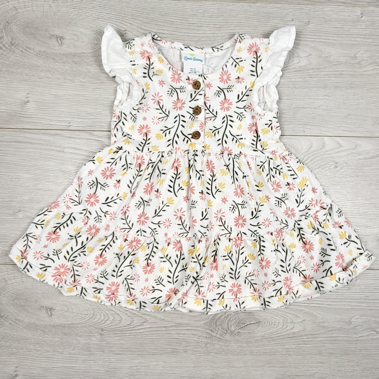 Emma's Garden white floral print cotton dress. Size 2T